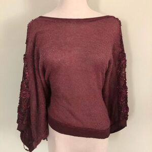 NWOT! Oversized Plum Mohair Beaded Sweater Sz: L